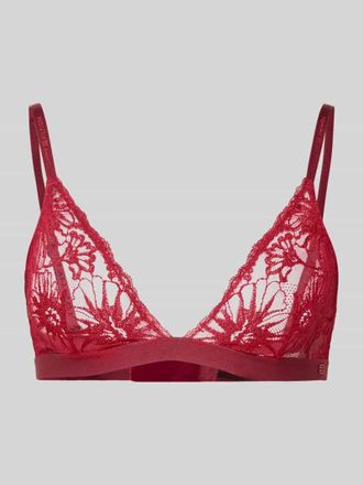 Tommy Hilfiger Triangele Bralette mit semitransparentem Spitzenmuster in Rot, Größe XL