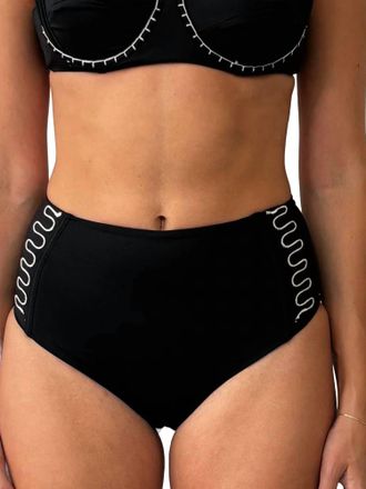 Carolina K Womens Carmel Bikini Bottom In Black/cream
