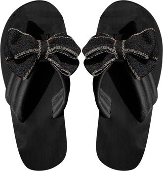 Generic Womens Home Slippers New Casual Slippers 2024 Summer New Word Drag Handmade Bow Large Size Fashion Versatile Flat Sand Slippers Women None Slipper Wor