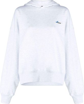 We11done logo-embroidered oversized hoodie - women - Cotton - S - Grey