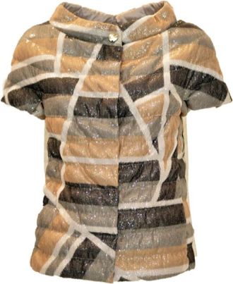 Herno Korte Puffer Cape met Pailletten - Dames - Zomerjassen - Veelkleurig - S - Pailletten - Jassen