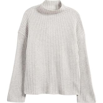 Reformation Lawson Oversize Cashmere Rib Turtleneck Sweater in Foggy at Nordstrom Rack, Size X-Large