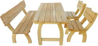 vidaXL Mesa Y Banco De Exterior 4 Piezas De Madera De Pino Impregnada Vidaxl