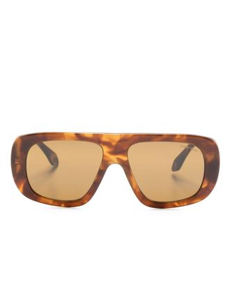 Giorgio Armani logo-engraved oversize-frame sunglasses - men - Acetate - 56 - Brown
