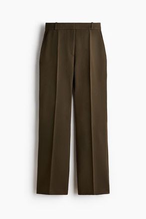 H&M Tailored Twill Trousers in Dark Khaki Green at Nordstrom, Size 10