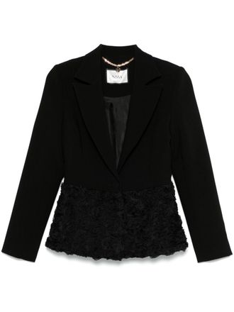 Nissa flower-appliqu&eacute; blazer - women - Polyester/Viscose/Spandex/Elastane/Acetate - 36 - Black