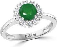 Effy Sterling Silver Emerald & Diamond Ring in Green at Nordstrom Rack, Size 7