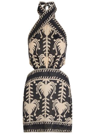 Johanna Ortiz Tide Strength Patterned Linen Mini Dress - Black - 8 (UK12 / M)