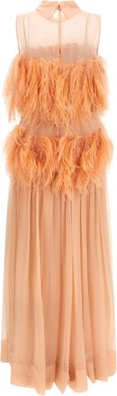 Alberta Ferretti Feathered Silk Dress - Pink