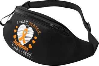 Generic I Wear Orange Leukemia Cancer Awareness Waist Bag Waist Packs Lightweight Fanny Pack For Running Gym Marathon 14X35Cm