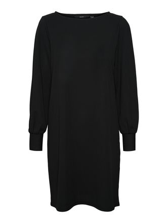 Vero Moda Jerseykleid VERO MODA VMALLISON LS BOATNECK SHORT DRESS JRSGA, Damen, Gr. XS (34), N-Gr, schwarz, Jersey, Obermaterial: 95% Polyester, 5% Elasthan, un