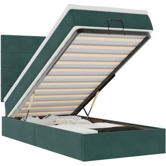 vidaXL Vidaxl - Estructura De Cama Otomana Colchones Terciopelo Verde Oscuro