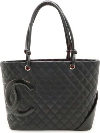 Chanel Black Pink Leather Shoulder Bag Tote Bag (Pre-Owned)