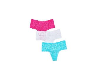 Cosabella Never Say Never Comfie Thongs 3-Pack Womens Underwear Rosa Caldo Tropica White : MD/LG, Elastane/Polyamide
