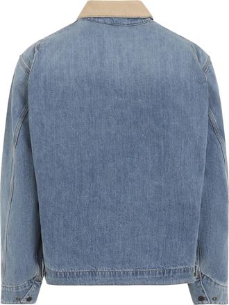 Carhartt Work in Progress Mens Jacket Og Detroit Blue-Dusty H Brown Cotton Camano Denim Blue/dusty camano
