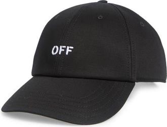 Off-white Off Stamp Embroidered Logo Cotton Drill Baseball Cap in Black - White at Nordstrom