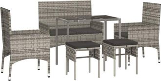 vidaXL Set De Muebles De Jard&iacute;n 6 Pzas Y Cojines Rat&aacute;n Sint&eacute;tico Gris Vidaxl