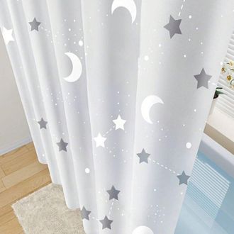 OEM Cortina De Ducha Gruesa De Peva Con Estampado De Luna Y Estrellas, Semitransparente, Con Ganchos, Para Ba&ntilde;o Y Ba&ntilde;era. 180 X 200 Cm