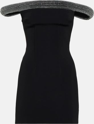 DAVID KOMA Crystal-embellished cady minidress