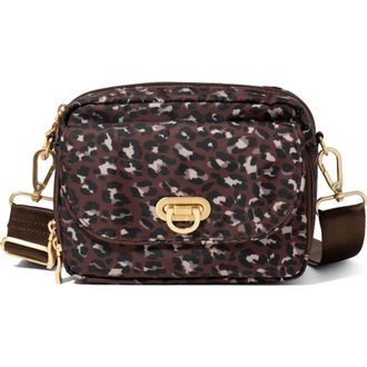 Baggallini Coastal Flip Lock Camera Bag Crossbody in Ganache Cheetah Gold Hardware at Nordstrom