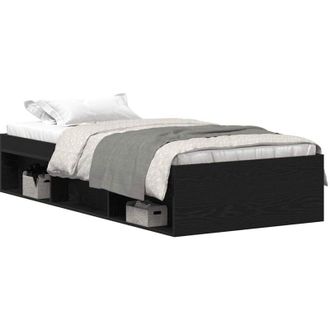 vidaXL Estructura De Cama Sin Colch&oacute;n Roble Negro 75x190 Cm Vidaxl
