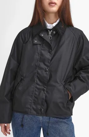 Barbour Transport Waxed Cotton Jacket in Black/modern at Nordstrom, Size 12