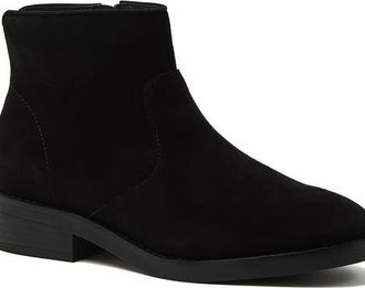 Lands End Detailed Suede Zip Ankle Booties in Black at Nordstrom, Size 9.5