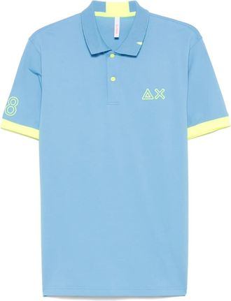Sun 68 logo-embroidered polo shirt - men - Elastane/Cotton - L - Blue