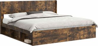 vidaXL Estructura De Cama Con Almacenamiento Y Cabecero Roble Ahumado Vidaxl