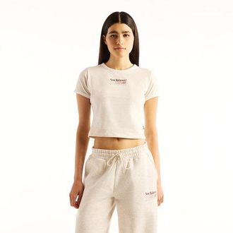New Balance Mujer Trackside Ringer T-Shirt en Beige, Jersey de algod&oacute;n, Talla 2XL