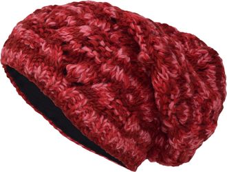 Gheri Cable Knit Winter Fleece Lined Slouch Beanie Wool Rasta Hat Red Tie Dye