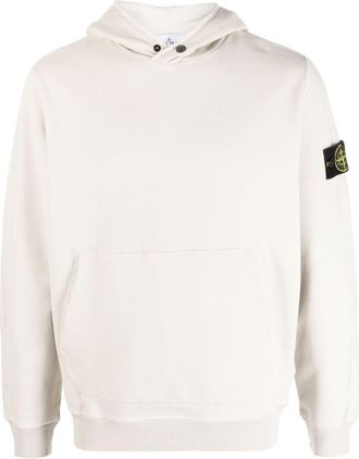 Stone Island logo-patch cotton hoodie - men - Cotton/Cotton/Elastane - S - Neutrals