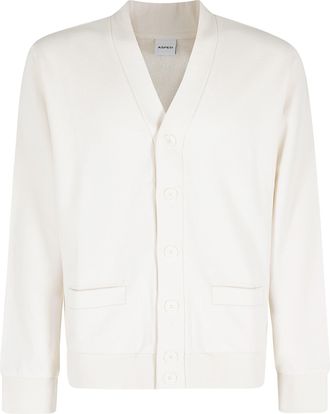 Aspesi Cream Mod. AY68 V-Neck Organic Cotton Cardigan