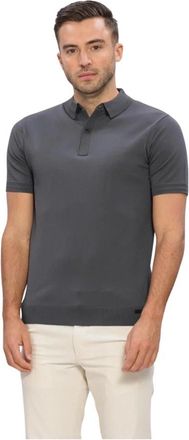 Genti Polo 2 Button SS 1260 - Heren - Polos - Grijs - M - Nylon - Tops