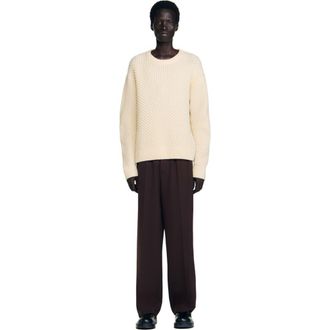 Sandro Honeycomb stitch wool sweater in Off White at Nordstrom, Size Medium