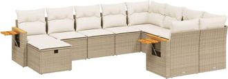 vidaXL Juego De Sof&aacute;s Jard&iacute;n Con Cojines Beige 10 Pzas Rat&aacute;n Sint&eacute;tico Vidaxl