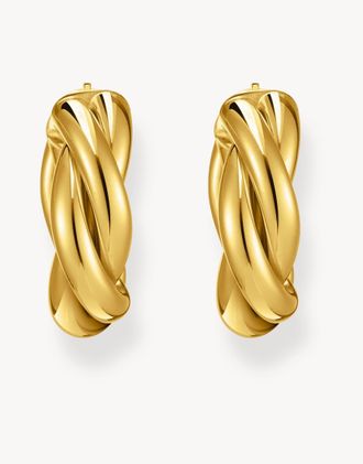 Thomas Sabo Orecchini a cerchio in argento sterling 925 placcati oro giallo 18 k