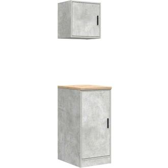 vidaXL Garage Cabinets 2 pcs Concrete Grey Engineered Wood Vidaxl