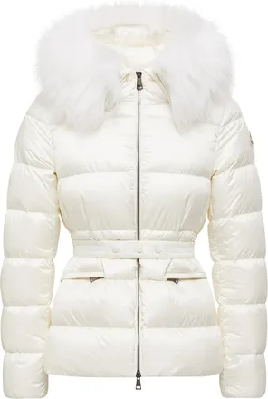 Moncler Moncler Boed Hooded Shearling-trimmed Short Down Jacket, Women, White, Size: 3