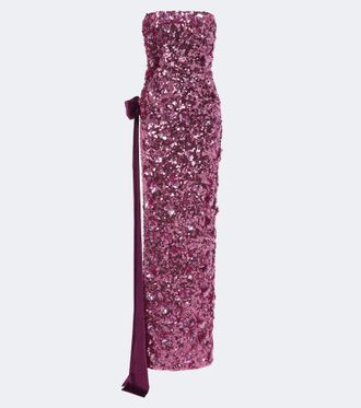 Retrof&ecirc;te Retrof&ecirc;te Sylpha bow-detail sequined bustier gown