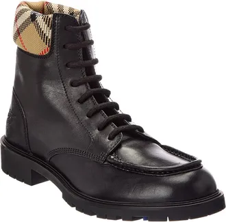 Burberry Check Leather Boot Leather Boot
