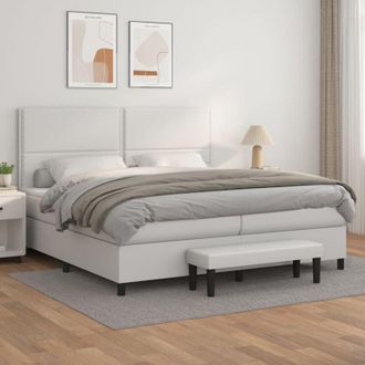 vidaXL Vidaxl - Cama Box Spring Con Colch&oacute;n Cuero Sint&eacute;tico Blanco 200x200 Cm
