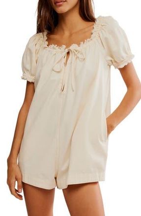 Free People Daisy Denim Babydoll Romper in Vanilla at Nordstrom Rack, Size X-Large
