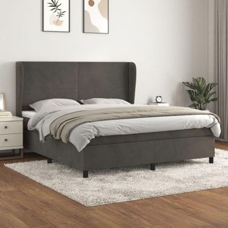 vidaXL Cama Box Spring Con Colch&oacute;n Terciopelo Gris Oscuro 180x200 Cm