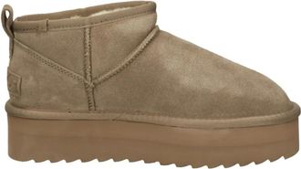 Colors Of California Platform Eskimo Leren Winterlaarzen - Dames - Winterlaarzen - Beige - 40 EU - Leer - Schoenen