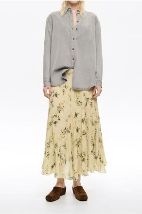 Bimba & Lola Notebook Pleated Asymmetric Skirt in Notebook Light Yellow at Nordstrom, Size 40 Eu
