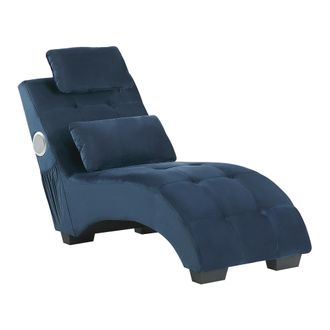 Beliani Beliani - Chaise Longue De Terciopelo Azul Oscuro Altavoz Bluetooth Puerto Usb Moderno Sala De Estar Simorre