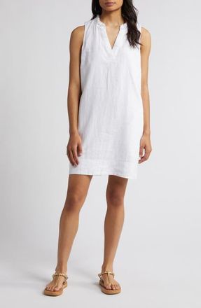 Tommy Bahama Two Palms Double Ruffle Linen Dress in White at Nordstrom, Size X-Large