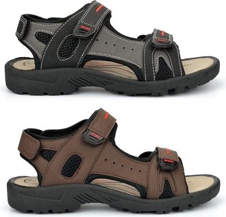 Generic Mens Touch Fastening Sandals Size 6 Boys Sandals Size 9 Mens Sandal Boys Summer Sandal Junior Triple Touch Fasten Straps Sizes 6-12 Brown/Black 10 UK