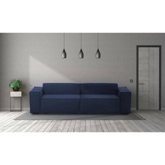 Talamo Italia Talamo Italia - Sof&aacute; Fijo Simona, Sof&aacute; Modular Lineal De 3 Plazas, 100% Made In Italy, Sof&aacute; De Sal&oacute;n Moderno En Tela., Cm 260x95h70, Azul, Con Embalaj
